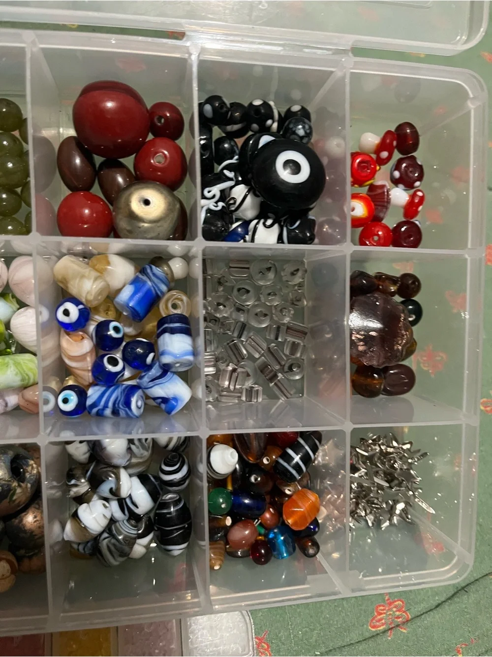 Clear Plastic Compartment Storage Box - Multi-Color Bead Organizer